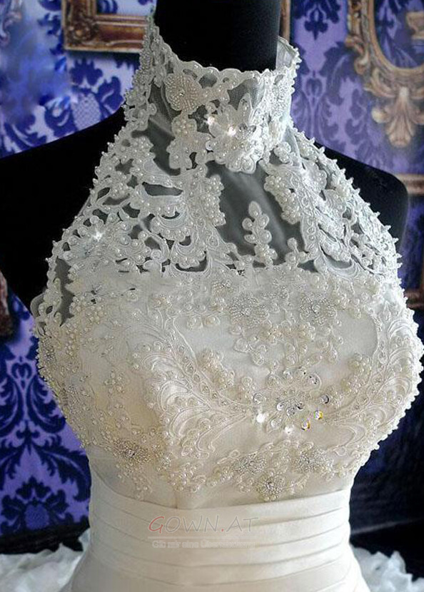 Ärmellos Kirche Luxuriös Reißverschluss Natürliche Taille Winter Brautkleid